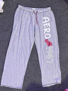 AERO 1987 Gray Lounge Pants with Pink Glitter Dog